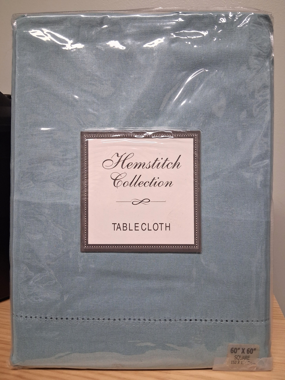 Hem Stitch Cotton Tablecloth - 60" x 60" Dusty Blue